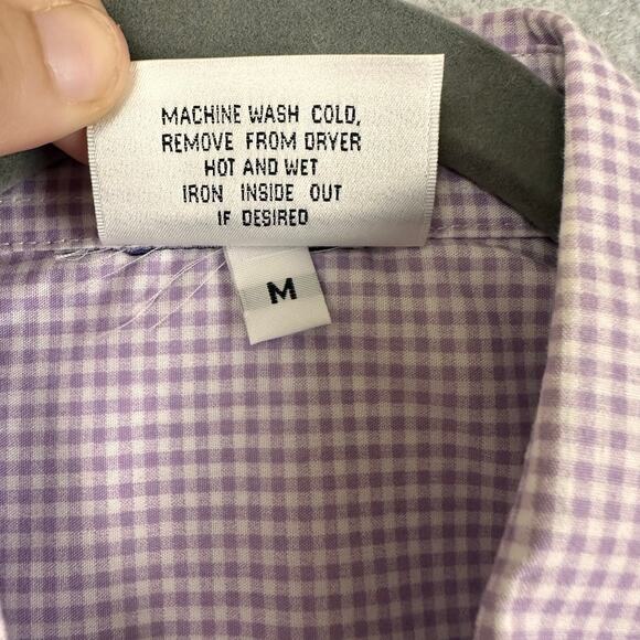 Hot Dames Red Hat Society Button Up Shirt Size M Gingham Purple Red Appliqué - Picture 4 of 8